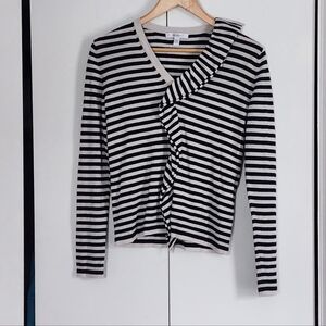 MaxMara Black and White Striped Button Down Shirt